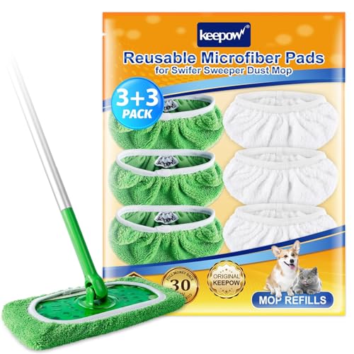 KEEPOW für Swiffer Bodentücher Wiederverwendbar, Mikrofaser für Swiffer Feuchte Bodentücher, Waschbar für Swiffer Sweeper, Ideal für Swiffer Bodenwischer, Zwei Farben für eine sauberere, 3Grün+3Weiß KEEPOW für Swiffer Bodentücher Wiederverwendbar, Mikrofaser für Swiffer Feuchte Bodentücher, Waschbar für Swiffer Sweeper, Ideal für Swiffer Bodenwischer, Zwei Farben für eine sauberere, 3Grün+3Weiß von KEEPOW
