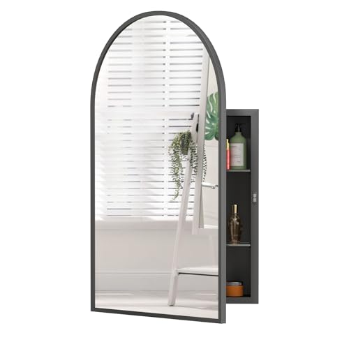 KEEPREAPER Badezimmerspiegelschrank Hängeschrank mit Spiegel Metall, Badschrank Wandschrank hängend, 42x68cm von KEEPREAPER