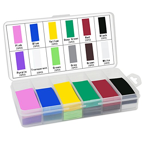KEESIN 29.5mm flache PVC-Schrumpfschlauch-Batterie-Verpackungs 12 Farben 300 Stücke für 18650 18500 Batterie (300P) von KEESIN