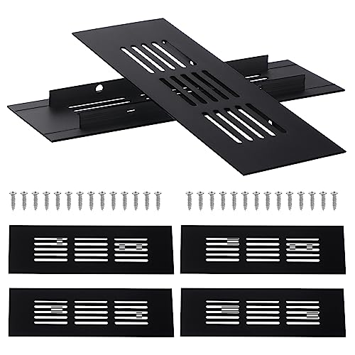 KEESIN 6PCS Aluminium Lüftungsgitter, Lüftungsgitter 50 x 150 mm Rechteckige Lüftung mit Schraube für Küche, Bad, Schrank, Garderobe, Kühlschrank, Schuhschrank (Schwarz) von KEESIN