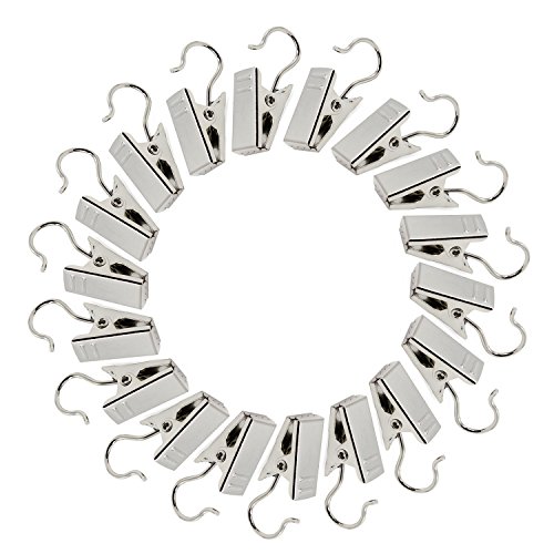 KEESIN Vorhang Clips,50 Stück Edelstahl Vorhang Clips Vorhang Klammern mit Haken für Schlafzimmer, Badezimmer, Heimdekoration(Silber) von KEESIN