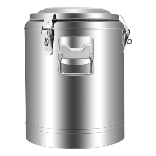 KEESUNG 20L Edelstahl Speisenwärmer, Warmhaltebehälter Milcheimer mit Edelstahl Deckel, Getreidebehälter Luftdichter Kanister Kücheneimer Mehlbehälter Eimer Futtereimer von KEESUNG