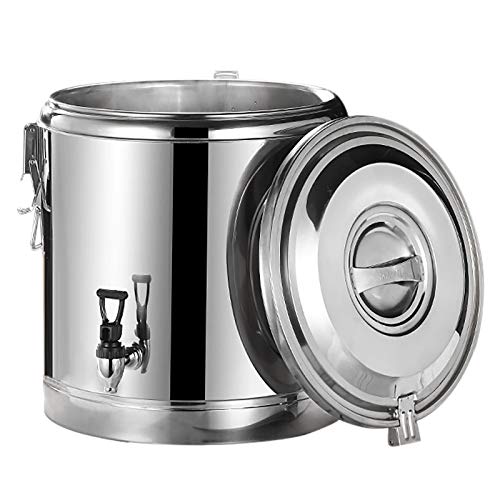 KEESUNG 40L Edelstahl Warmhaltebehälter mit Ablasshahn, Thermobehälter Speisenwärmer mit Deckel, Catering Thermobox Gastro Transportbehälter für Speisen Thermoport, Silber von KEESUNG