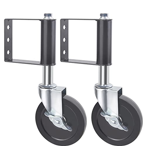 KEESUNG Gefederte Torlaufrolle Lenkrollen, 2 Stück Tor Stützrad Gefedert 360° Schiebetorrolle Rollen Schwerlast Transportrollen Lenkrolle Torrolle für Gartentor, Bauernhof, bis 50kg Tragfähigkeit von KEESUNG