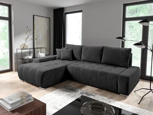 KEF-MEBLE Ecksofa Vera – L-Form – 265x85x185 cm – Liegefläche 140x215 cm – Mit Schlaffunktion – Rollsystem zur Ausklappung – Linksseitig - Paso 60 von KEF-MEBLE