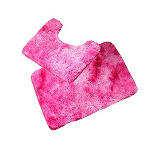 KEFFOR Badematten, 2-teiliges Set, Badezimmerteppich, Rosa, rutschfeste Badematte, U-förmiger Konturenteppich, rosa von KEFFOR