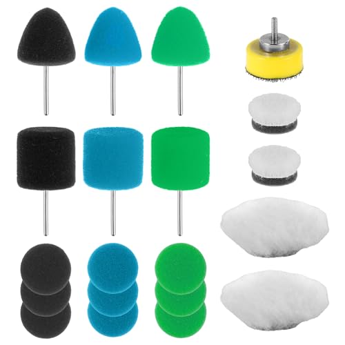 20 Stück Polierschwamm Set 25mm Mini Polierpads mit 25mm Schleifstützteller Multifunktional Winkelschleifer Polieraufsatz zum Wachsen Polieren Schleifen Kleiner Autoflächen von KEGAJEGA