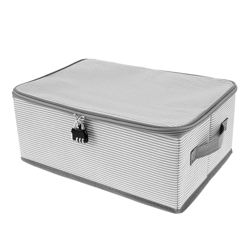 KEGAJEGA Abschließbare Box mit Zahlenschloss 38x26x15cm Verschließbare Box mit Deckel Stoff Sicher Faltbar Abschließbare Kiste zur Aufbewahrung von Schlafzimmerkleidung Spielzeug Snacks Akten (Grau) von KEGAJEGA