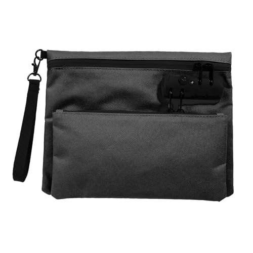 Feuerfeste Dokumententasche 29x22cm Geldtaschen Banktasche mit Reißverschluss Feuerfeste Geldtasche zur Aufbewahrung von Dokumenten Münzen Pässen Bargeld Wertsachen (Schwarz) von KEGAJEGA