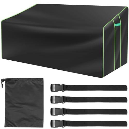 Gartenbank Abdeckung 3 Sitzer 201x110x64/80cm Abdeckung Gartensofa Oxford-Stoff mit Kordelzug 4 Verstellbare Schnellverschlüsse Wasserdicht Schutzhülle Lounge Sofa für Gärten Außenbänke von KEGAJEGA