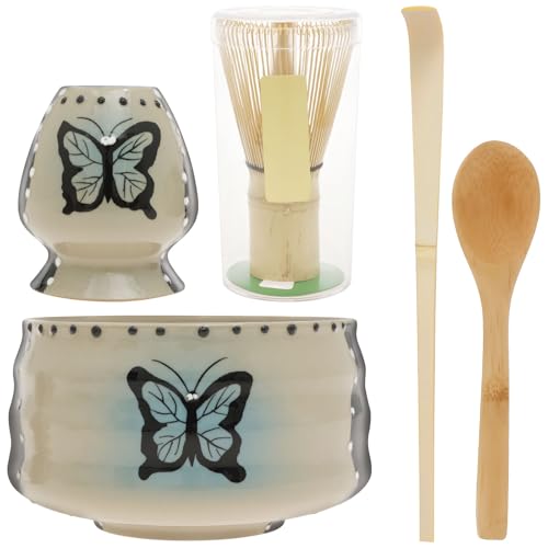 5 Stück Matcha Set mit Teeschale Teepicker Teelöffel Baibenli Matcha-Teelöffel Matcha Besen Set Keramik Japanisches Teezeremonie Set für Matcha-Liebhaber Matcha-Teezeremonie (Stil 2) von KEGAJEGA