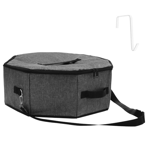KEGAJEGA Hutschachtel 44x17,5cm Hutbox Cowboyhut mit Abdeckung Reißverschluss Griff Schultergurt Hutschachtel Reise Hutbox für Schlafzimmer Garderobe Kleiderschrank Reise(grau) von KEGAJEGA