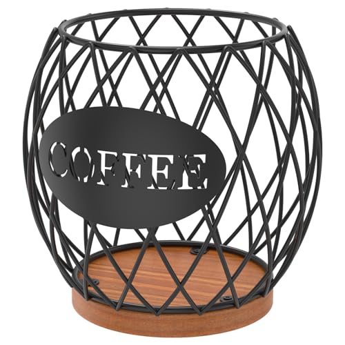 Kaffeekorb 15x15x15,5cm Kaffee Pod Halter Metall Kaffeekapsel Korb Klein Kaffee Kapselhalter Kaffeekapseln Aufbewahrung für Zuhause Küche Café Kneipe Teebeutel (Schwarz) von KEGAJEGA