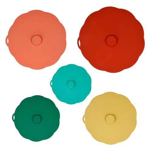 Silikon Schüssel Deckel 5 Größen Silikondeckel Staubdicht Hitzebeständig Wiederverwendbar Frischhaltedeckel Silikon Rund für Tassen Becher Töpfe Pfannen Teller Gläser Schüsseln (Stil 2) von KEGAJEGA