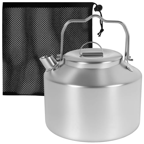 Wasserkessel 1,3L Teekessel Edelstahl Tragbarer Teekessel Camping Edelstahl-Camping-Wasserkocher Camping Wasserkessel für Outdoor Wandern Reisen Camping Picknick von KEGAJEGA
