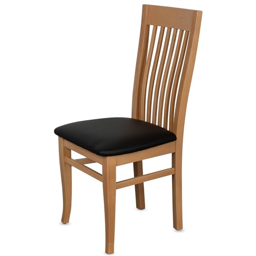 KEHO Esszimmerstühle 2er Set (CH05) - bis 150kg - Aus massivem Buchenholz - Stühle Esszimmer - Fertig montiert (Natur - Schwarz) von KEHO
