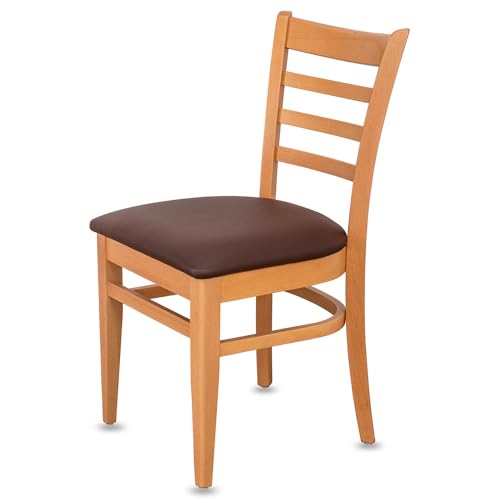 KEHO Esszimmerstühle 2er Set (CH61) - bis 150kg - Aus massivem Buchenholz - Stühle Esszimmer - Fertig montiert (Natur - Braun) von KEHO