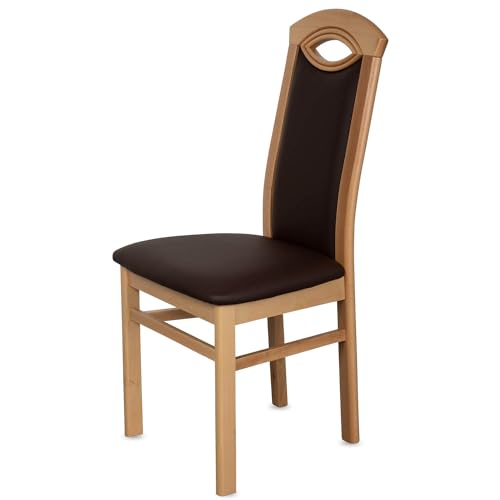 KEHO Esszimmerstühle 6er Set (CH58) - bis 150kg - Aus massivem Buchenholz - Stühle Esszimmer - Fertig montiert (Natur - Braun) von KEHO