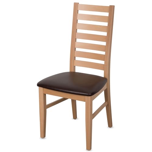KEHO Esszimmerstühle 8er Set (CH02) - bis 150kg - Aus massivem Buchenholz - Stühle Esszimmer - Fertig montiert (Natur - Braun) von KEHO