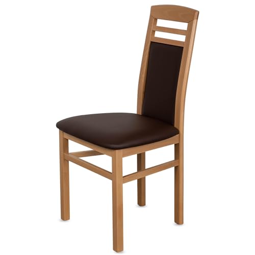 KEHO Esszimmerstühle 8er Set (CH44) - bis 150kg - Aus massivem Buchenholz - Stühle Esszimmer - Fertig montiert (Natur - Braun) von KEHO
