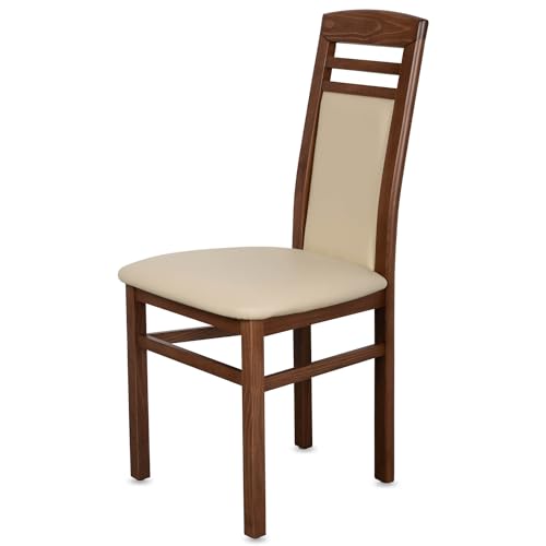 KEHO Esszimmerstühle 8er Set (CH44) - bis 150kg - Aus massivem Buchenholz - Stühle Esszimmer - Fertig montiert (Nussbaum - Beige) von KEHO