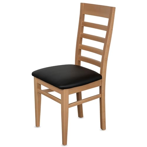 KEHO Esszimmerstühle 8er Set (CH62) - bis 150 kg - Aus massivem Buchenholz - Stühle Esszimmer - Fertig montiert (Natur - Schwarz) von KEHO