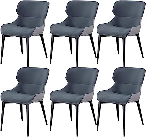 KEHTU Esszimmerstühle Set mit 6 wasserdichten Seitenstühlen aus PU-Leder mit Rahmen aus Karbonstahl für Küche, Wohnzimmer, Lounge, Thekenstühle (Farbe: Dunkelblau) von KEHTU