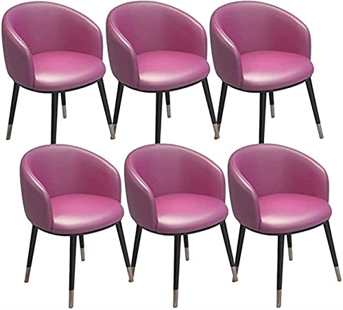 KEHTU Küchen-Esszimmerstühle 6er-Set Vintage-Sessel Sitz Aus PU-Leder mit U-förmiger Rückenlehne Metallbeine Küchenstühle for Büro Lounge Esszimmer Küche Schlafzimmer (Color : Purple) von KEHTU