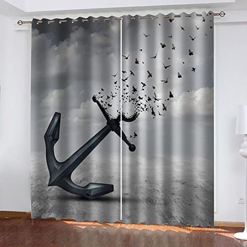 KEIBEK Thermovorhang Wohnzimmer Modern, 3D Möwe Anker Kreativ Muster Vorhang Blickdicht Schlafzimmer, Verdunklungsvorhänge Kinderzimmer Fensterdekoration, Gardinen Küche Mit Ösen 2Er Set 160X150cm KEIBEK Thermovorhang Wohnzimmer Modern, 3D Möwe Anker Kreativ Muster Vorhang Blickdicht Schlafzimmer, Verdunklungsvorhänge Kinderzimmer Fensterdekoration, Gardinen Küche Mit Ösen 2Er Set 160X150cm von KEIBEK