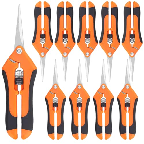 KEILEOHO 10 Stück 17 cm Trimmschere Gardena, Hand Gartenschere mit Edelstahlklinge und Ergonomischen Griffen, Blumenschere Ernteschere für Schnittblumen, Orange von KEILEOHO