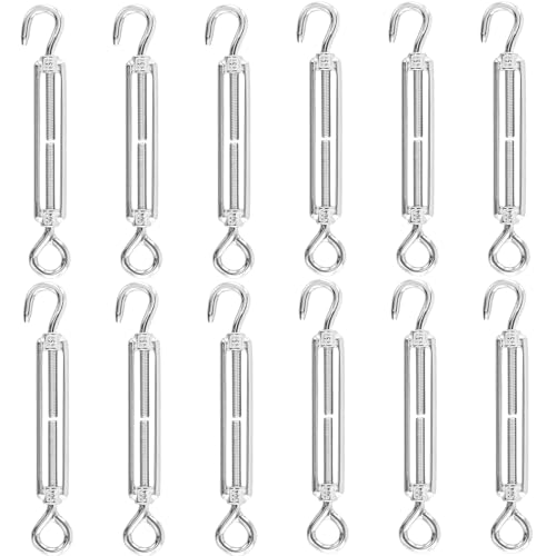 KEILEOHO 10 Stück M5 Spannschloss Edelstahl, 122mm Verstellbare Spannschloss Haken und Ösen, Drahtspanner Edelstahl Seilspanner für Segel Befestigung, Wäscheleine von KEILEOHO
