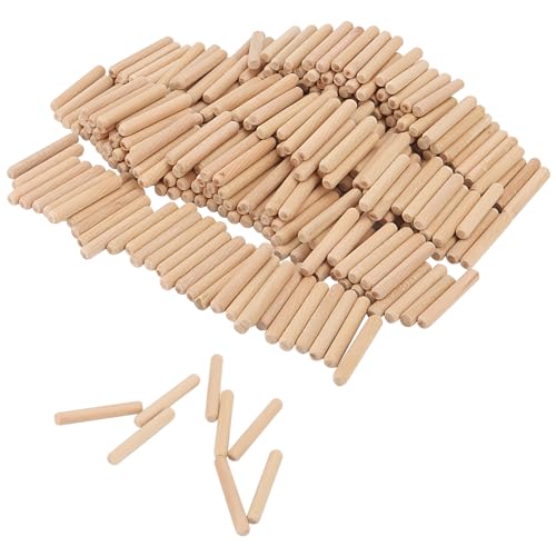 KEILEOHO 1000 Stück 1/4 x 1,5 Zoll Holzdübelstifte, 6 x 40 mm geriffelte Holzdübel Stifte mit abgeschrägten Enden, Holzdübel für Möbel, Kunstprojekte von KEILEOHO