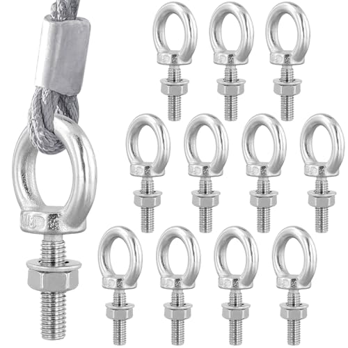 KEILEOHO 12 Stück Ringschraube M8 x 30 mm, Ösenschraube Edelstahl, Augenbolzen Augenschraube zum Aufhängen, Silber KEILEOHO 12 Stück Ringschraube M8 x 30 mm, Ösenschraube Edelstahl, Augenbolzen Augenschraube zum Aufhängen, Silber von KEILEOHO