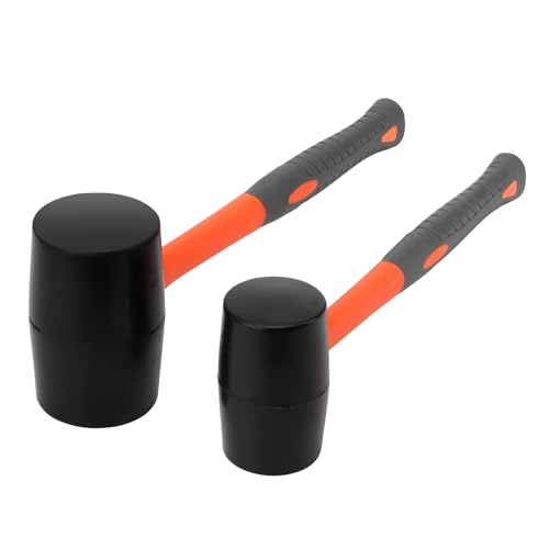 KEILEOHO 2 tlg Gummihammer Set 50mm und 70mm, 450g und 900g Schonhammer Pflasterhammer Gummi Hammer Set mit Rutschfestem Stoßdämpfendem Fiberglasstiel, Schwarz Orange KEILEOHO 2 tlg Gummihammer Set 50mm und 70mm, 450g und 900g Schonhammer Pflasterhammer Gummi Hammer Set mit Rutschfestem Stoßdämpfendem Fiberglasstiel, Schwarz Orange von KEILEOHO