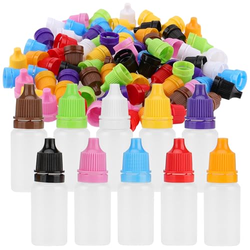 KEILEOHO 200 Stück 10ml Leere Tropfflaschen, Klein Plastikflaschen mit Trichter und 10 Farben Dekel, Transparente Kunststoffflasche Kleine Quetschflasche KEILEOHO 200 Stück 10ml Leere Tropfflaschen, Klein Plastikflaschen mit Trichter und 10 Farben Dekel, Transparente Kunststoffflasche Kleine Quetschflasche von KEILEOHO