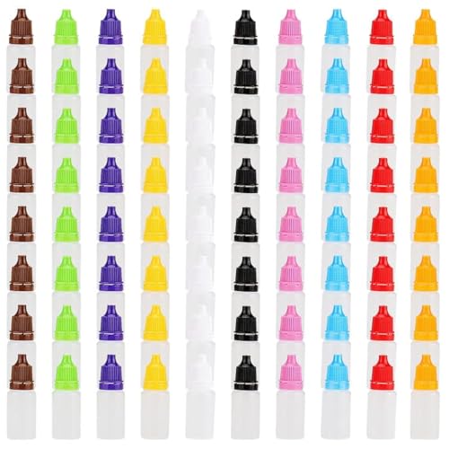 KEILEOHO 200 Stück bunte leere Tropfflaschen, 10 ml, farbige Augentropfen mit 10 kleinen Trichtern, quetschbare Tropfflasche in 10 Farben, für Farbe, Essenz, Augentropfen KEILEOHO 200 Stück bunte leere Tropfflaschen, 10 ml, farbige Augentropfen mit 10 kleinen Trichtern, quetschbare Tropfflasche in 10 Farben, für Farbe, Essenz, Augentropfen von KEILEOHO