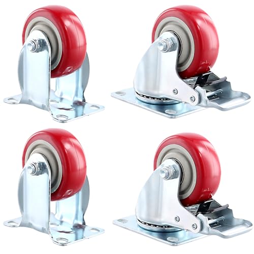 KEILEOHO 4er Set 75mm Möbelrollen Rot, Lenkrollen Rollen mit Bremse, Transportrollen für Möbel, Trolley, Tragkraft 280KG, 360°Drehbar KEILEOHO 4er Set 75mm Möbelrollen Rot, Lenkrollen Rollen mit Bremse, Transportrollen für Möbel, Trolley, Tragkraft 280KG, 360°Drehbar von KEILEOHO