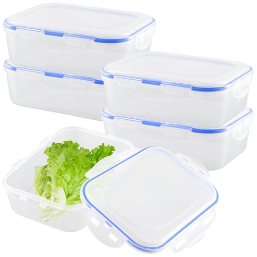KEILEOHO 5er Set Frischhaltedosen Kunststoff 1100 ml, Frischhaltebox Vorratsdosen mit Deckel, Lebensmittel Aufbewahrungbox Behälter Stapelbar Transparent für Küche, Kühlschrank, 20,3 x 14,7 x 6,5 cm KEILEOHO 5er Set Frischhaltedosen Kunststoff 1100 ml, Frischhaltebox Vorratsdosen mit Deckel, Lebensmittel Aufbewahrungbox Behälter Stapelbar Transparent für Küche, Kühlschrank, 20,3 x 14,7 x 6,5 cm von KEILEOHO