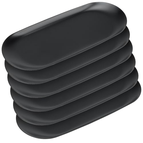 KEILEOHO 6 Stück Deko Tablett Oval Schwarz, Edelstahl Schwarzes Ovale Dekotablett Serviertablett Ablageschale metall für Badezimmer, Wohnzimmer, Schlafzimmer, 23 x 9,5 x 0,5 cm von KEILEOHO