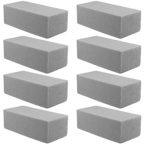 KEILEOHO 8 Stück Trockensteckmasse 22,5 x 10,5 x 7,5 cm, Grau Blumensteckschaum Steckschaum, Blumensteckmasse Steckschwamm Steckmasse für Blumen Steckschaum, Rechteckig von KEILEOHO