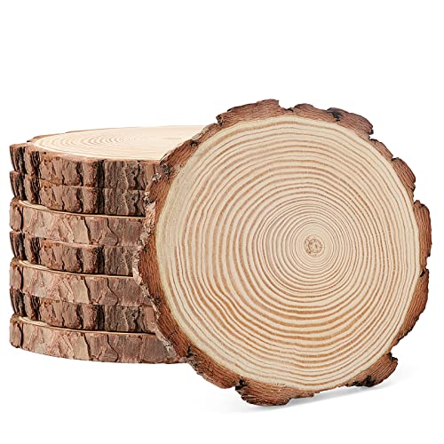 KEILEOHO 8 Stück natürliche Holzscheiben, 18–20 cm, unlackierte Holzkreise, runde Holzscheiben, Holzscheiben, Holzscheiben, Holz, Runde für Bastelarbeiten von KEILEOHO