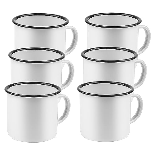 KEILEOHO Emaille-Tasse, 350 ml, 6 Stück, weiß-blaue Emaille-Tasse für Kaffee, Geburtstagsgeschenk KEILEOHO Emaille-Tasse, 350 ml, 6 Stück, weiß-blaue Emaille-Tasse für Kaffee, Geburtstagsgeschenk von KEILEOHO