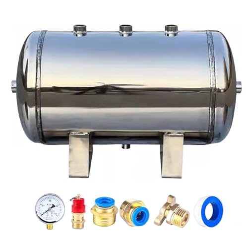 Druckluftbehälter Edelstahl 5–50L – Lufttank 180 PSI for Kompressoren, Lackieranlage, Vakuumpumpe, Heimwerken(20L/5.3Gal) von KEJIAWU