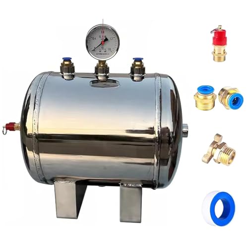 Hochdruck Lufttank aus Edelstahl 304-5L/10L/20L/30L/40L/50L Gasspeichertank Druckluft Behälter for Kfz-Werkstätten, medizinische Geräte und Industrie(10L/2.6Gal) von KEJIAWU