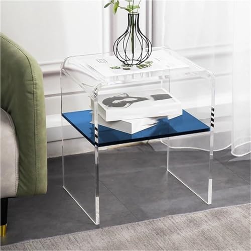 KEJIAWU 2-Ebenen-Acryl-Nachtschrank mit Schmalen Abmessungen，Kompakte Beistelltisch for Kleine Bäder, Schlafzimmer oder Büros (40x30x45 cm)(Blue) von KEJIAWU