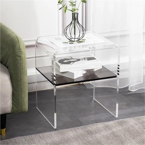 KEJIAWU 2-Ebenen-Acryl-Nachtschrank mit Schmalen Abmessungen，Kompakte Beistelltisch for Kleine Bäder, Schlafzimmer oder Büros (40x30x45 cm)(Grey) von KEJIAWU