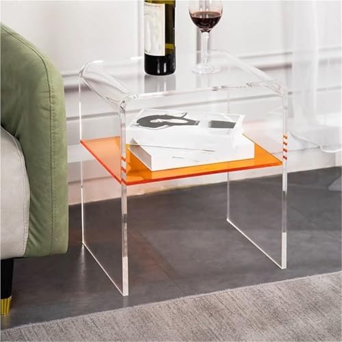 KEJIAWU 2-Ebenen-Acryl-Nachtschrank mit Schmalen Abmessungen，Kompakte Beistelltisch for Kleine Bäder, Schlafzimmer oder Büros (40x30x45 cm)(Orange) von KEJIAWU