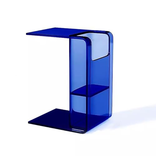 KEJIAWU Acryl Beistelltisch Transparent, C-Tisch for Sofa oder Bett, Kleine Couchtisch mit Ablage, Moderner Nachttisch for Wohnzimmer Schlafzimmer(Blue) von KEJIAWU