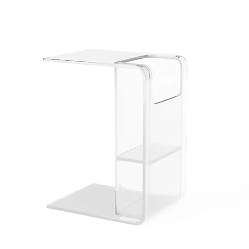 KEJIAWU Acryl Beistelltisch Transparent, C-Tisch for Sofa oder Bett, Kleine Couchtisch mit Ablage, Moderner Nachttisch for Wohnzimmer Schlafzimmer(Clear) von KEJIAWU