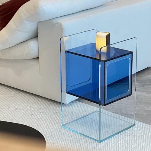 KEJIAWU Acryl-Beistelltisch mit 2 Ebenen Stauraum, Schmaler Acryl-Nachttisch，Moderner Design for Kleine Räume, Wohnzimmer, Schlafzimmer, Balkon, Bad von KEJIAWU